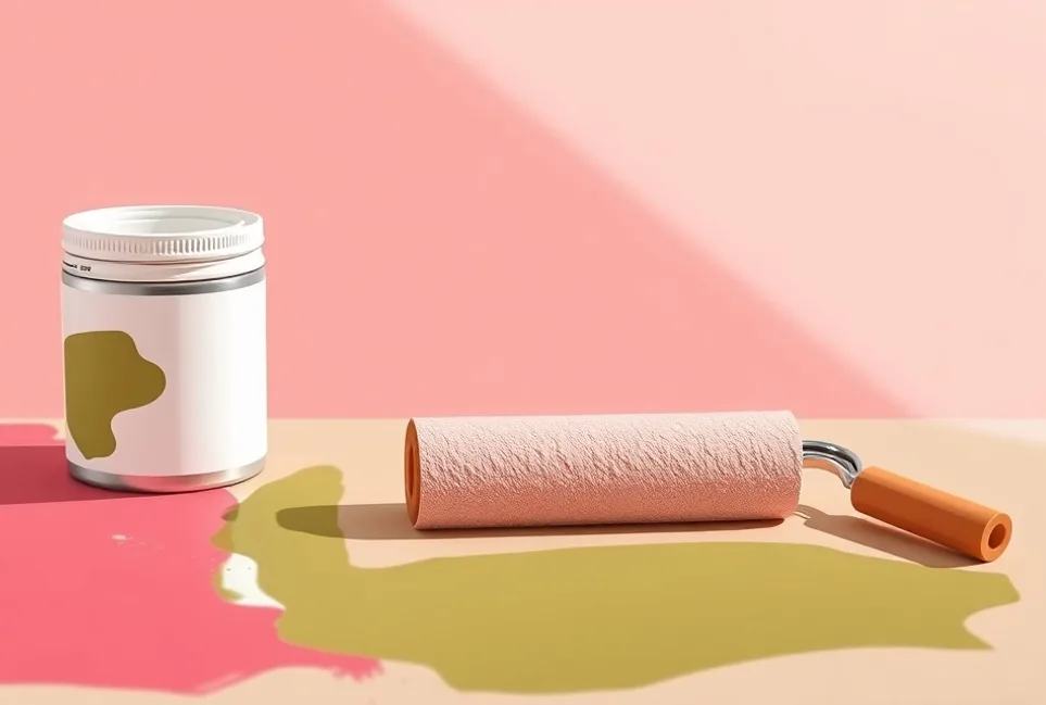 Outils de peinture disposés dans l'ordre des étapes du chantier